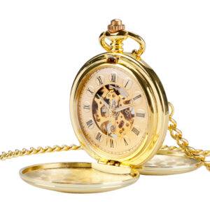 ساعة الجيب الميكانيكية دوللي الذهبية المفتوحة